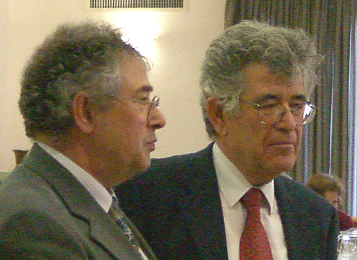 Dr. Hossain Danesh, Rector of Landegg Academy, and Dr. Moshe Sharon, holder of the Chair in Baha'i Studies at the Hebrew University, convenors of the conference on modern religions held at the Hebrew University on 17-21 December 2000.