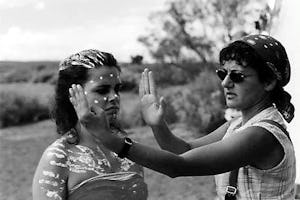 Mojgan Khadem, writer and director of the film "Serenades," on set with actress Alice Haines, who plays the central character, Jila.