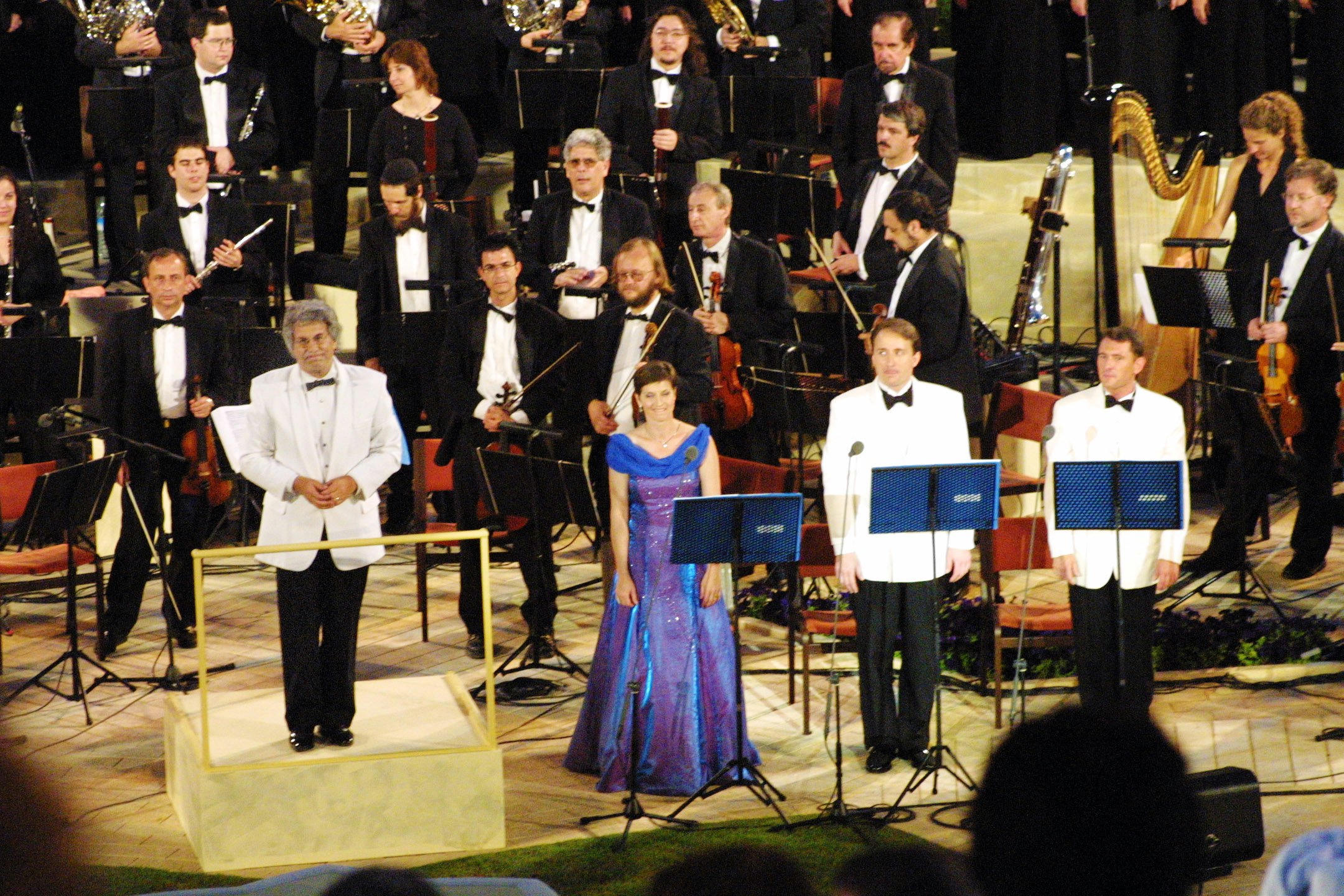Maestro Stanley Sperber and soloists Patricia Green, Stuart Howe and Brett Polegato at the premier performance of "Terraces of Light".