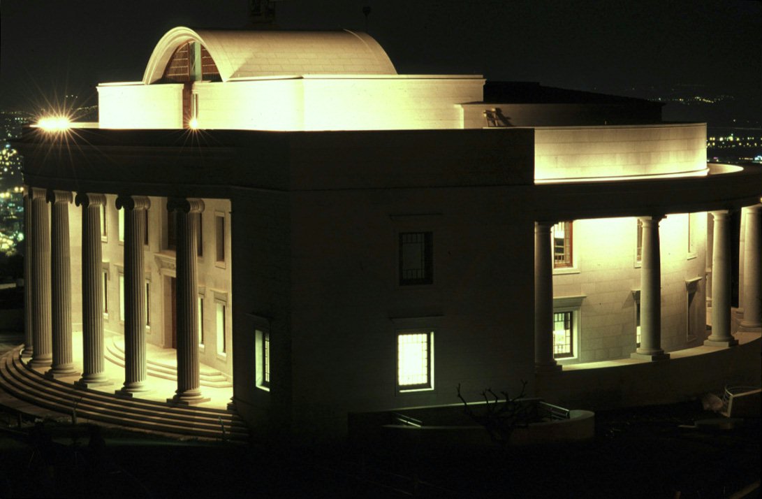 The International Teaching Centre Building at night.