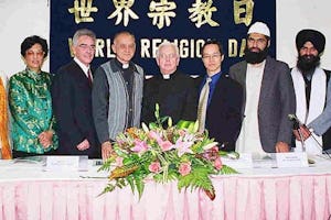 Representatives of Hong Kong religious communities at the World Religion Day celebration organized by the local Baha'i community.