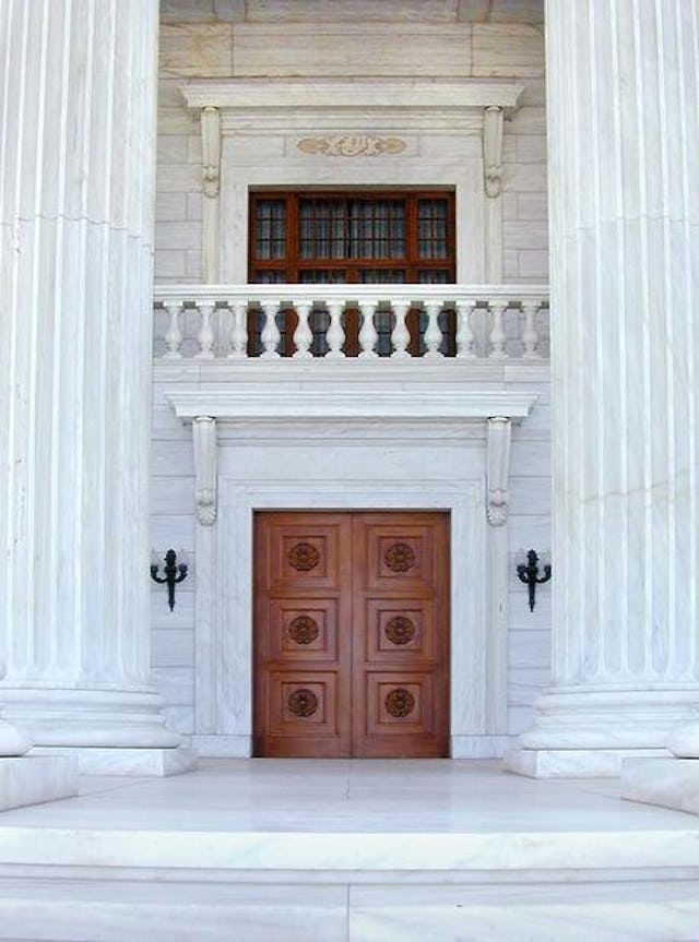 The entrance to the Seat of the Universal House of Justice, the home of the Baha'i Faith's international governing body, which will be elected this month by postal ballot by electors in 178 countries.