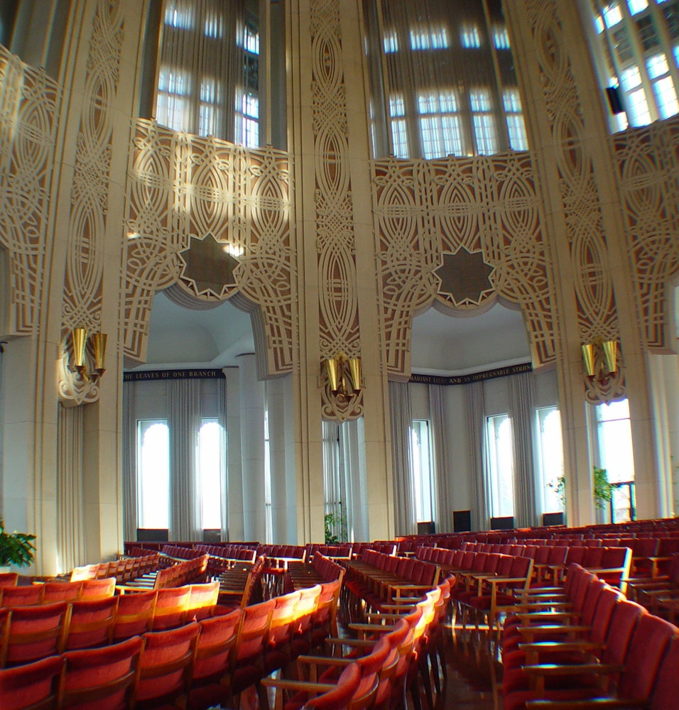 Light plays on the lacy interior of the Baha'i Temple. (Photo: Vladimir Shilov)