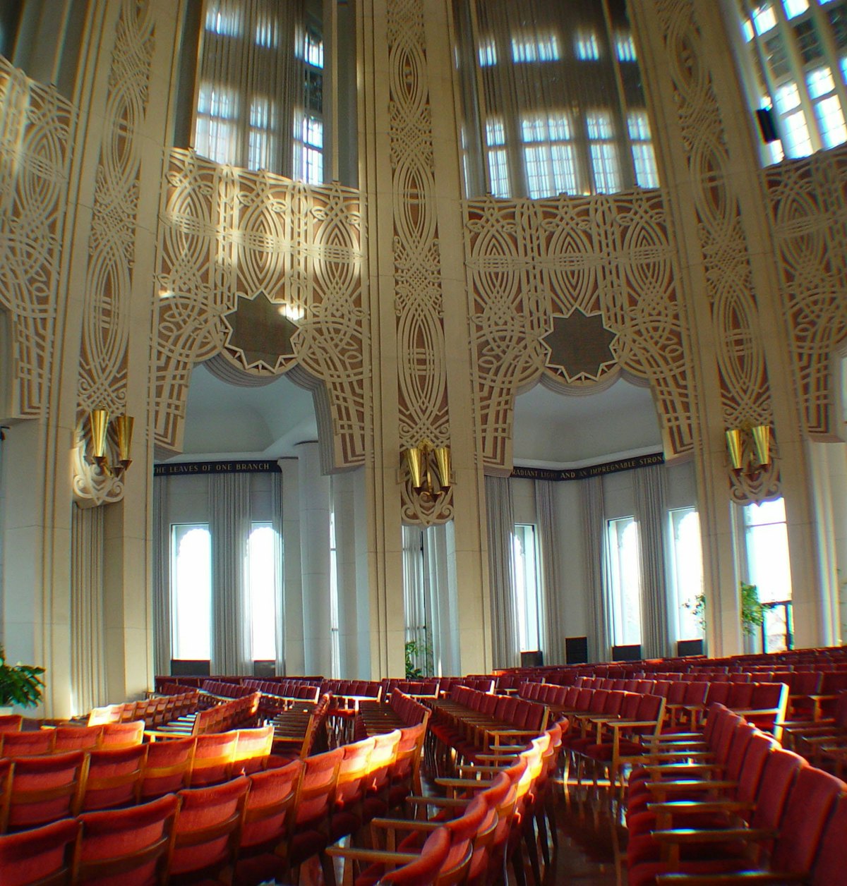 Light plays on the lacy interior of the Baha'i Temple. (Photo: Vladimir Shilov)