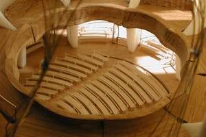 Inside a model of the Temple of Light.