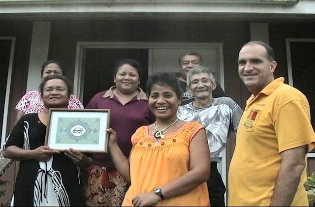 Western Caroline Islands: delegates attending this year's convention with Auxiliary Board Member Fidelia Adgil.