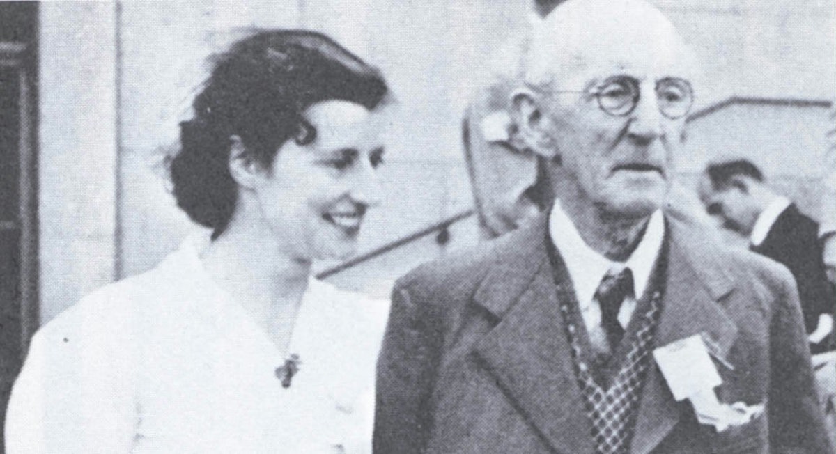 Una Townshend (later Dean) and her father, George Townshend, in Stockholm, 1953. (Photo courtesy of George Ronald, Publishers)
