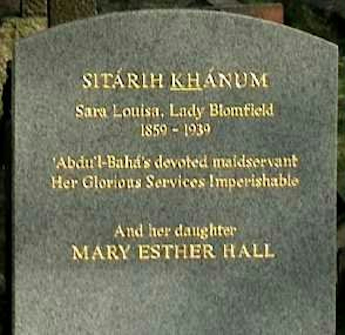 New headstone for Lady Blomfield and her daughter.