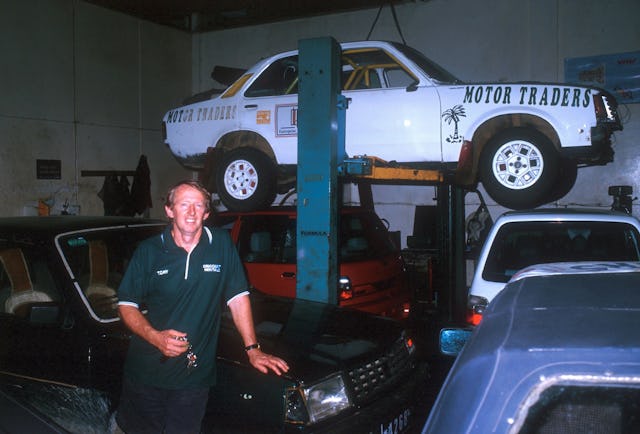 Tony Deamer with a rally car converted to run on coconut oil.