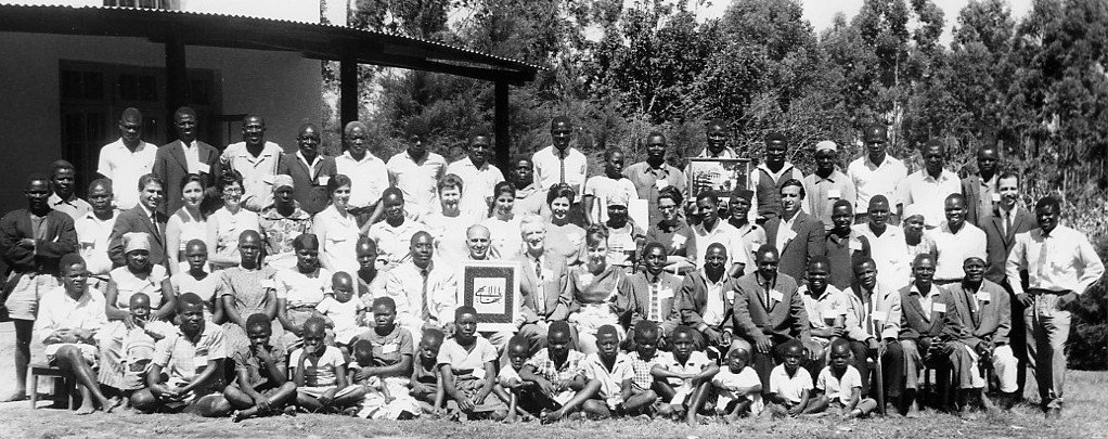 First national convention of the Baha'is of Malawi, held in 1970, in the presence of Hand of the Cause Paul Haney (near center, second row).