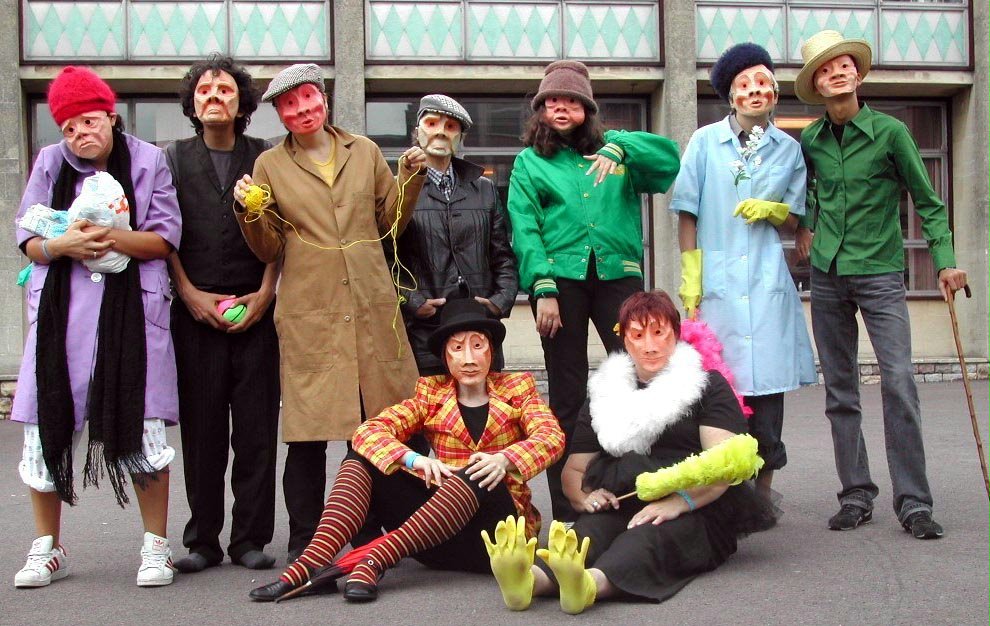 Facing reality...participants in the performing with masks course, tutored by Jessica Naish.