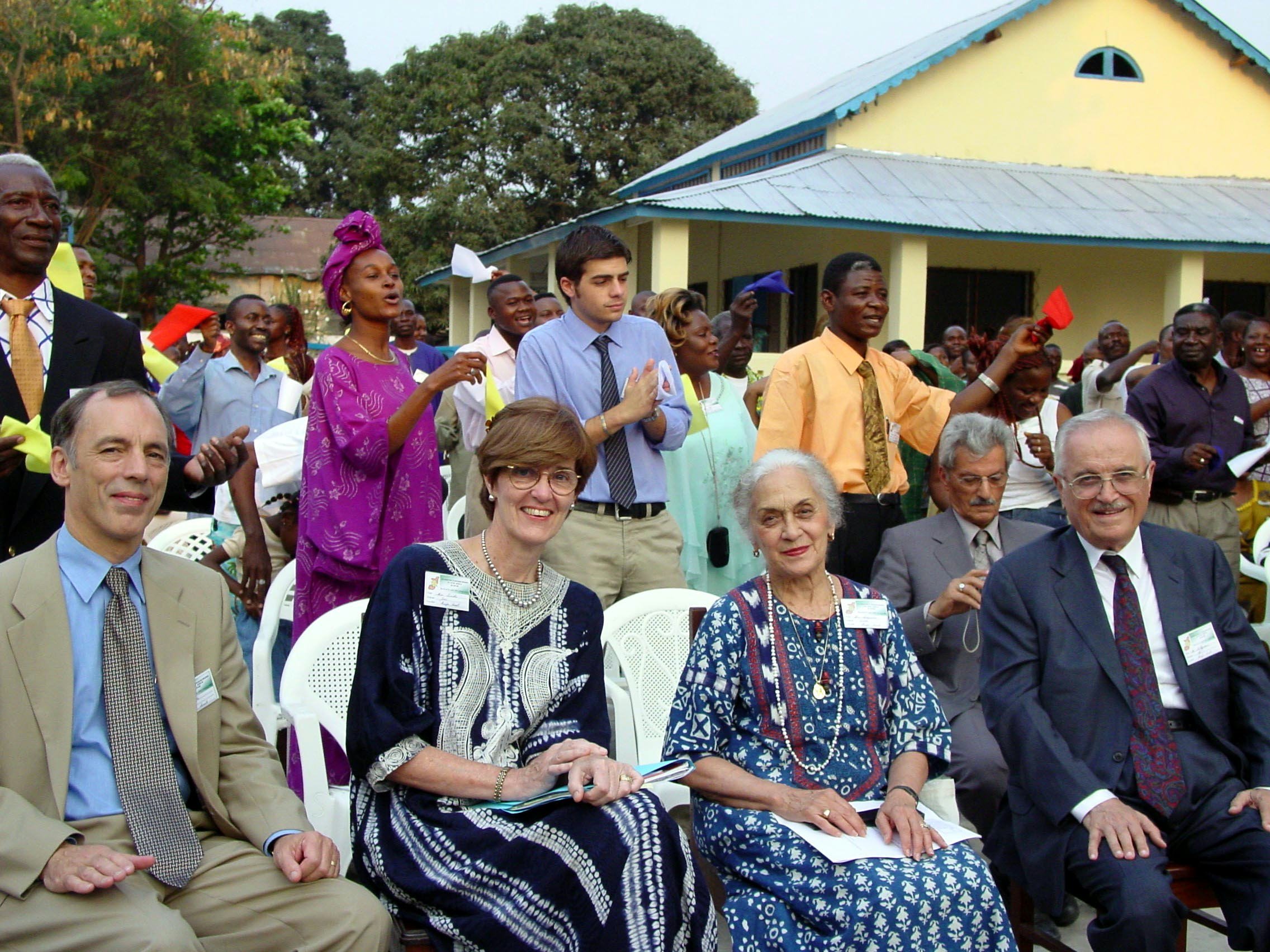 Guests of honor (left to right): Mr. Albert Lincoln, Mrs. Joan Lincoln, Mrs. Violette Nakhjavani and Mr. Ali Nakhjavani at the opening ceremony.