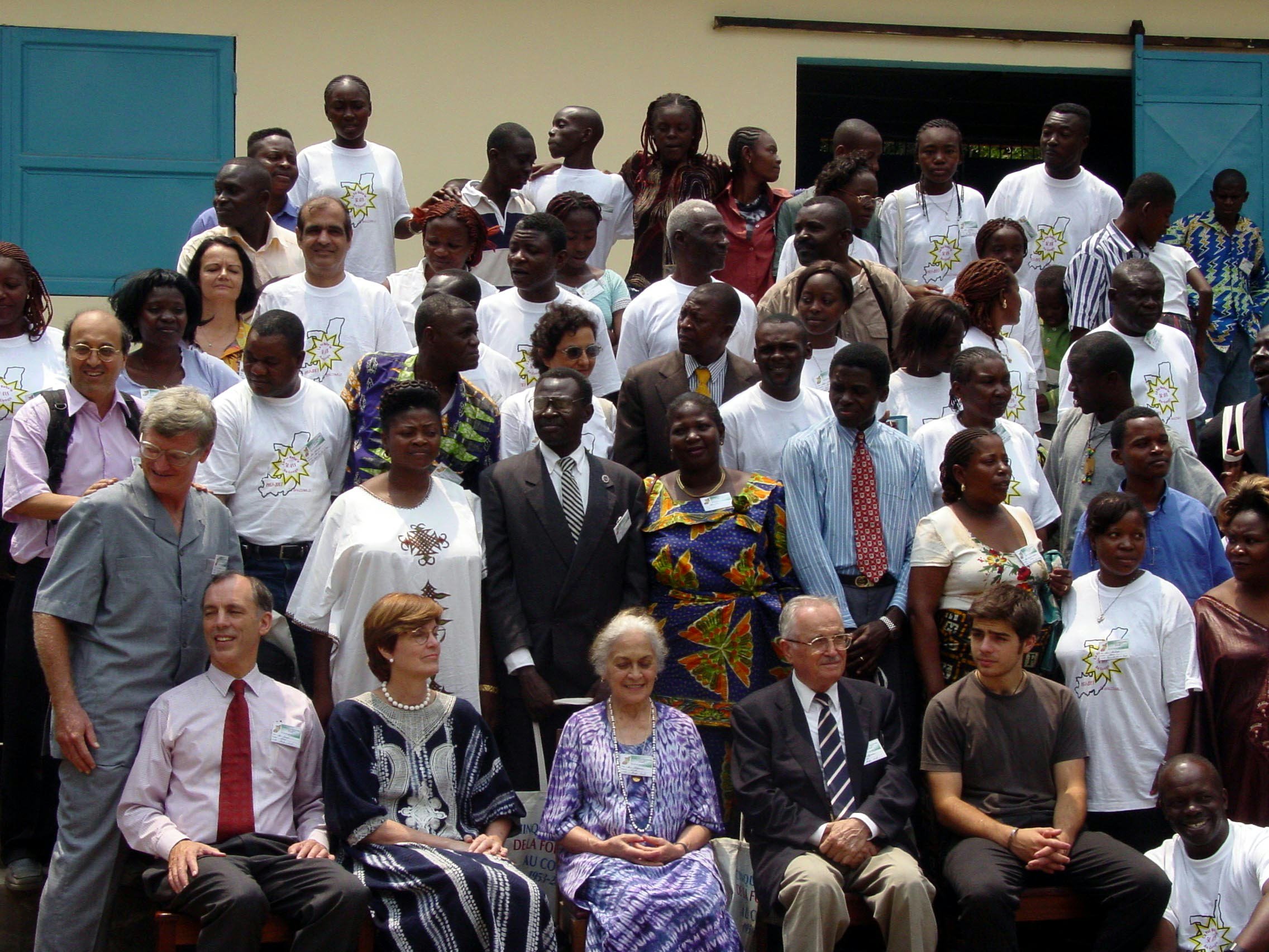 Baha'is from the southern region of the Congo with guests of honor at the jubilee.