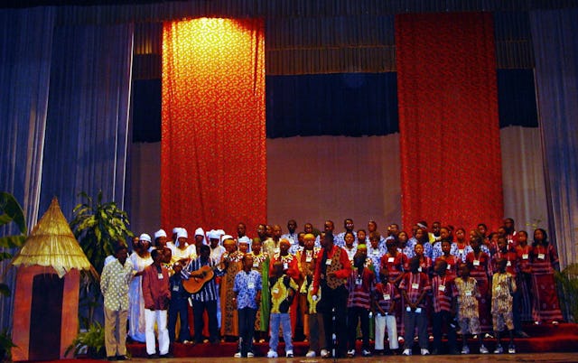 On stage...performers at the festivities in Kinshasa.