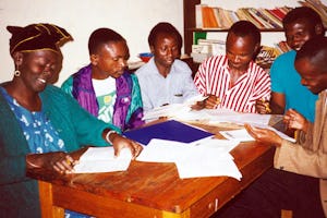 Participants in a teacher training course at the Ola Baha'i Institute, 1999.