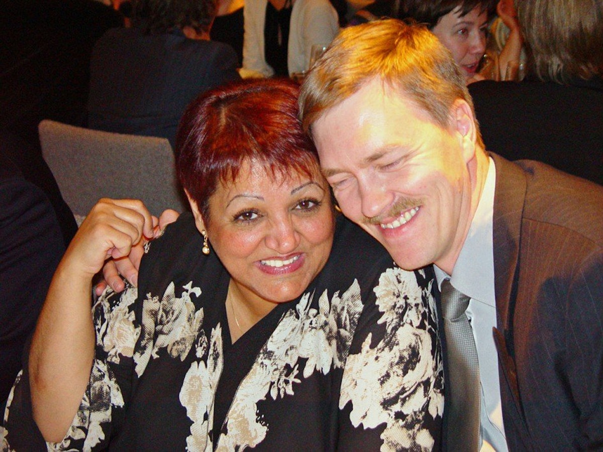 Melody Karvonen with her husband, Jarmo, at the award ceremony. (Photo by Martin Heslop.)