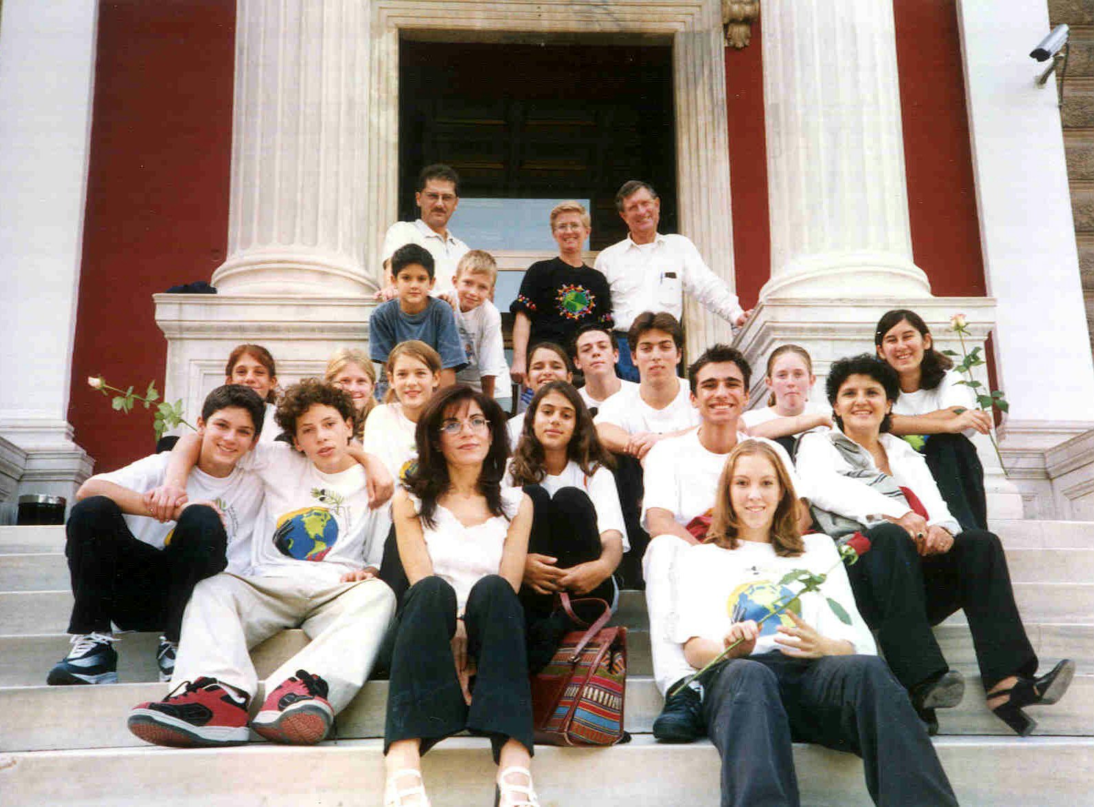Flame of Unity troupe and supporters outside the Palia Vouli ("Old Parliament") in Athens.