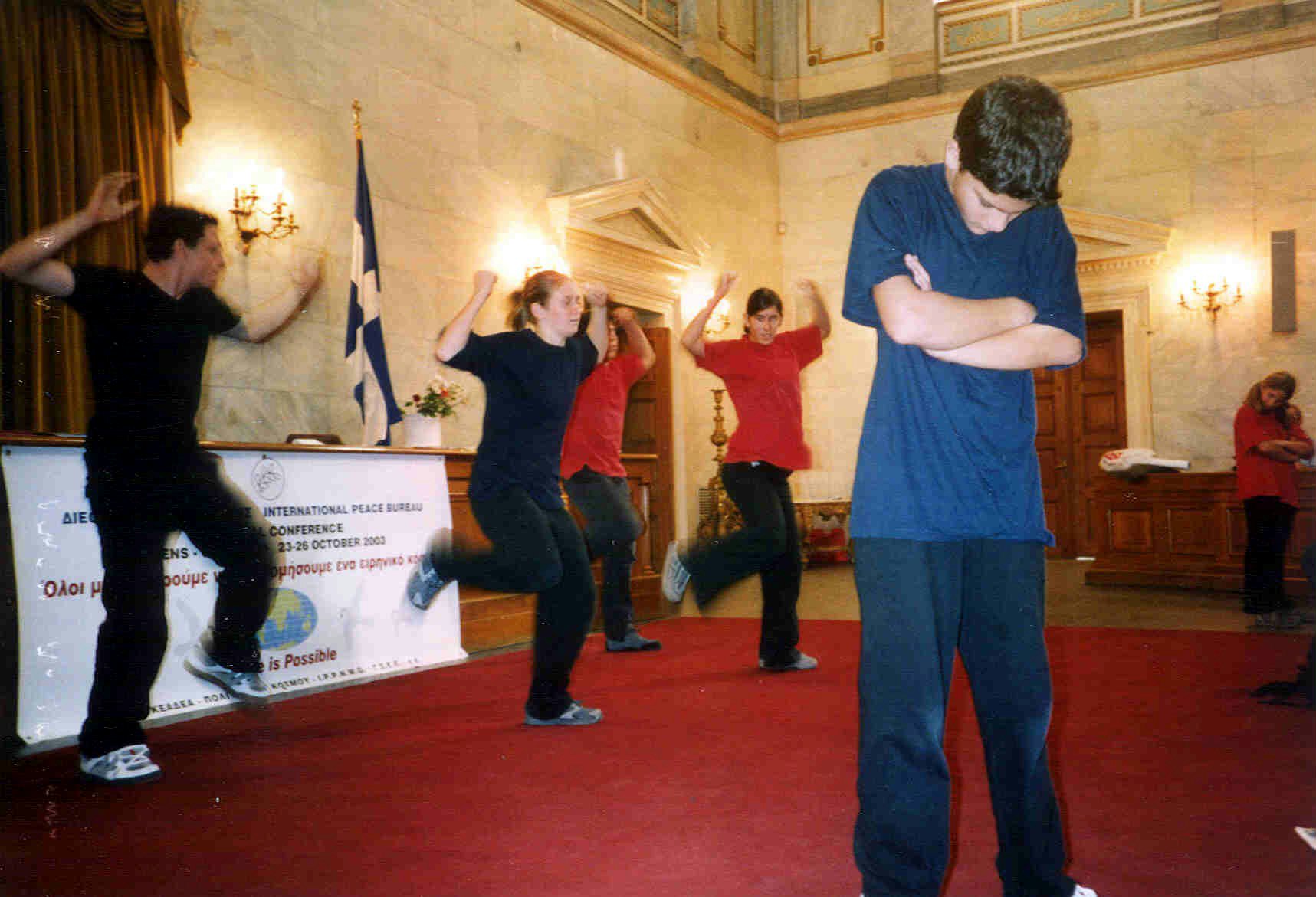 Dancing at an international peace conference inside the Palia Vouli.