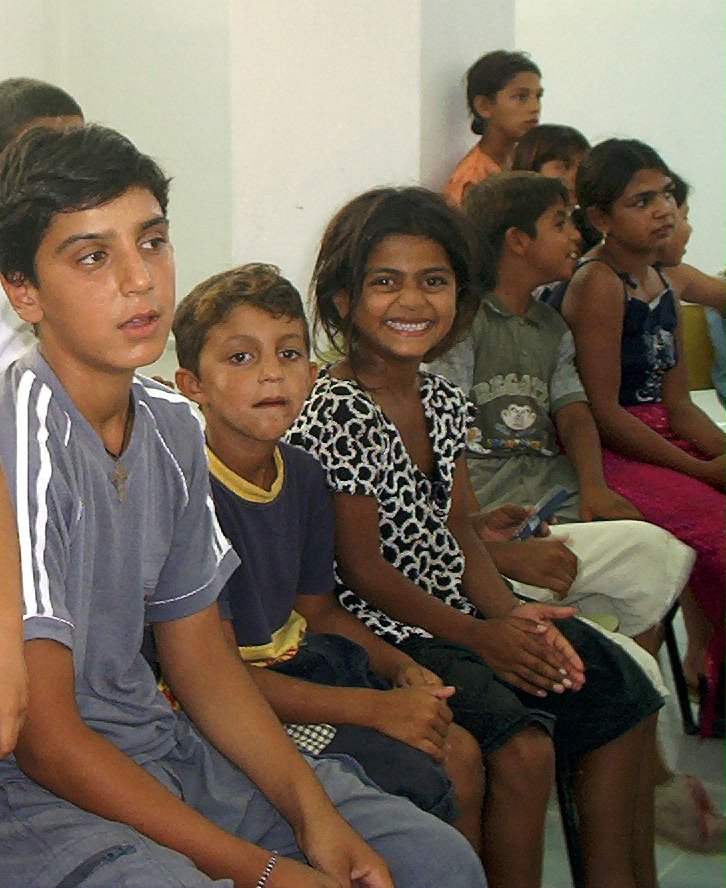 Gypsy children enjoying the performance.