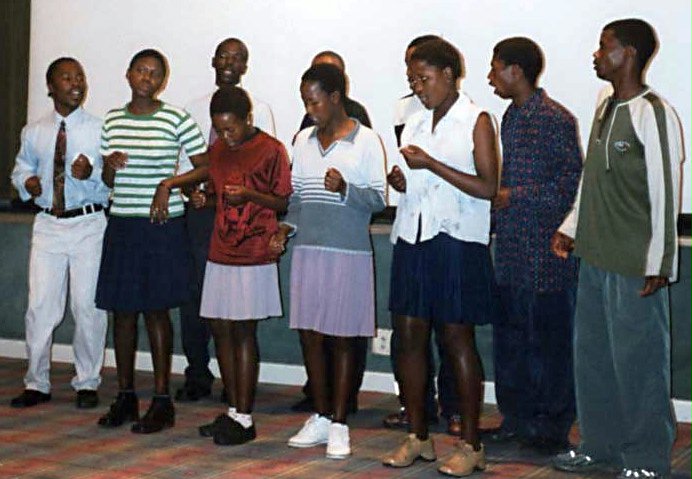 A Lesotho Baha'i singing group at the celebrations.
