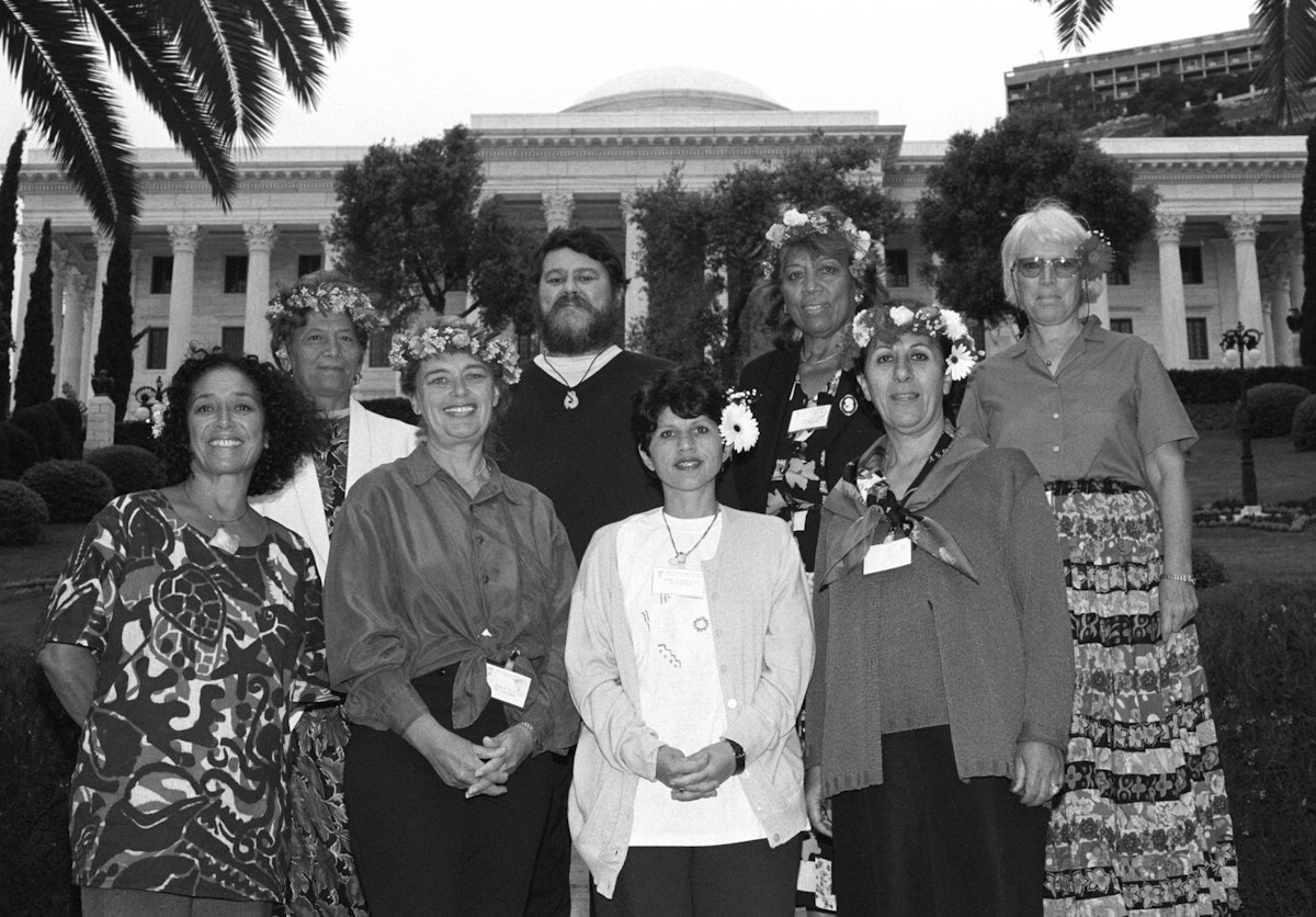 Members of the National Spiritual Assembly of the Baha'is of the Cook Islands at the International Convention in Haifa, 1998.