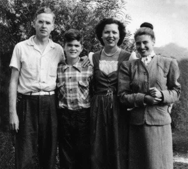 George and Peggy True, and their son, Barry, with Gertrude Eisenberg (right) in the Canary Islands.