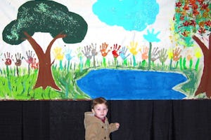 A banner by young artists...more than 400 children attended the conference.