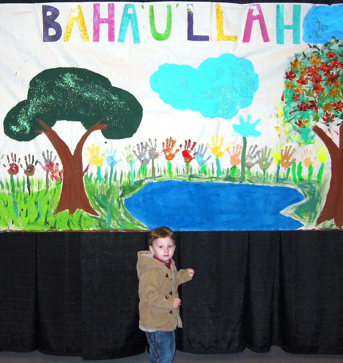 A banner by young artists...more than 400 children attended the conference.