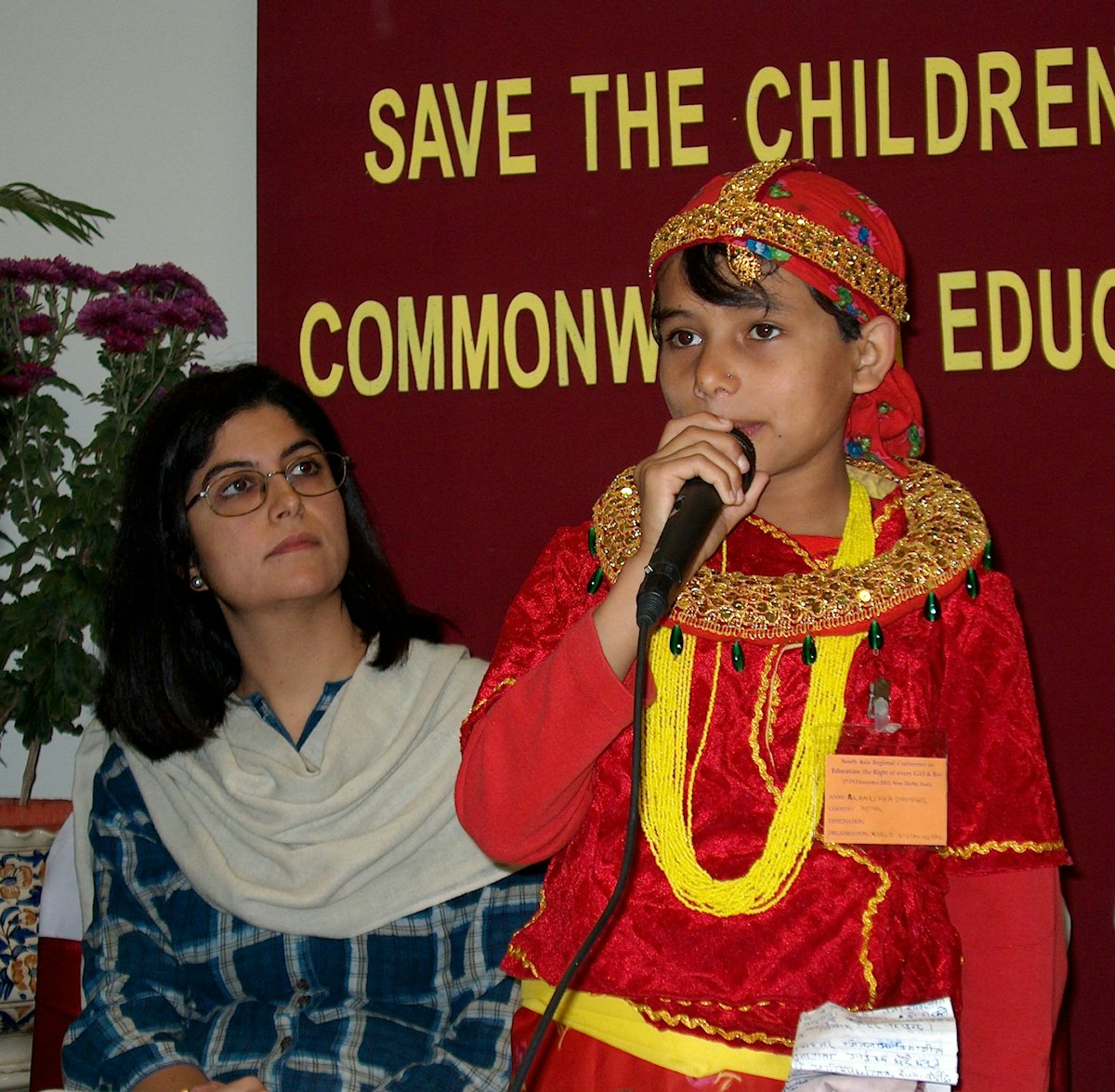 Akansha Dhungyha, right, with Shireen Vakil Miller, of Save the Children, UK.