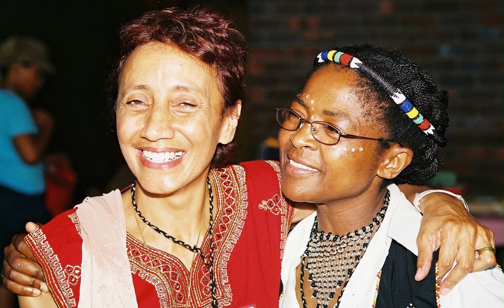 Friends celebrating...Abdia Naidoo and Kully Ziphete, a member of the National Spiritual Assembly.