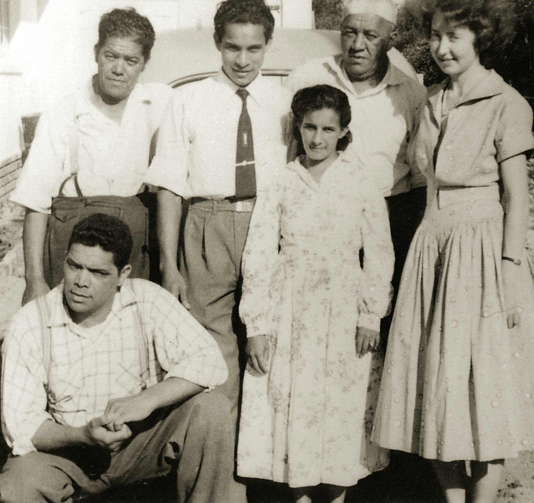 The first Malay Baha'is of South Africa, the Gallow family, with (at right) the first Afrikaner Baha'i, Sue Hofmeyr (Podger).