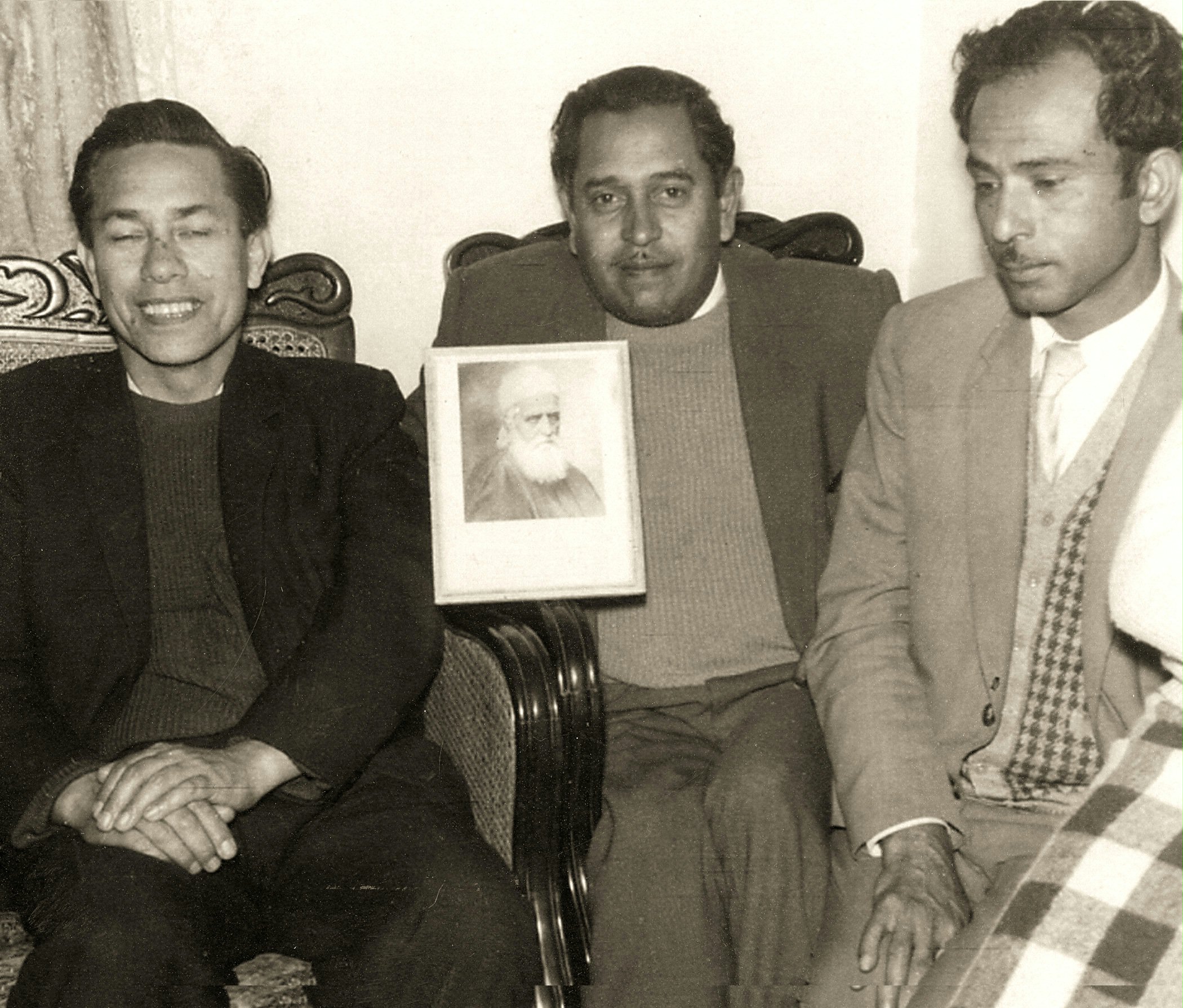 Cassiem Davids (left), an outstanding Baha'i teacher and administrator, with Leon Tarin (centre) and Ismail Bayat.