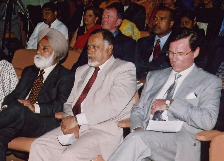 Distinguished guests... (left to right) High Commissioner of India, Pripuran Singh Haer, Vice-President of Mauritius, Raouf Bundhun, chief guest Baha'i speaker, Dr. Graham Walker.