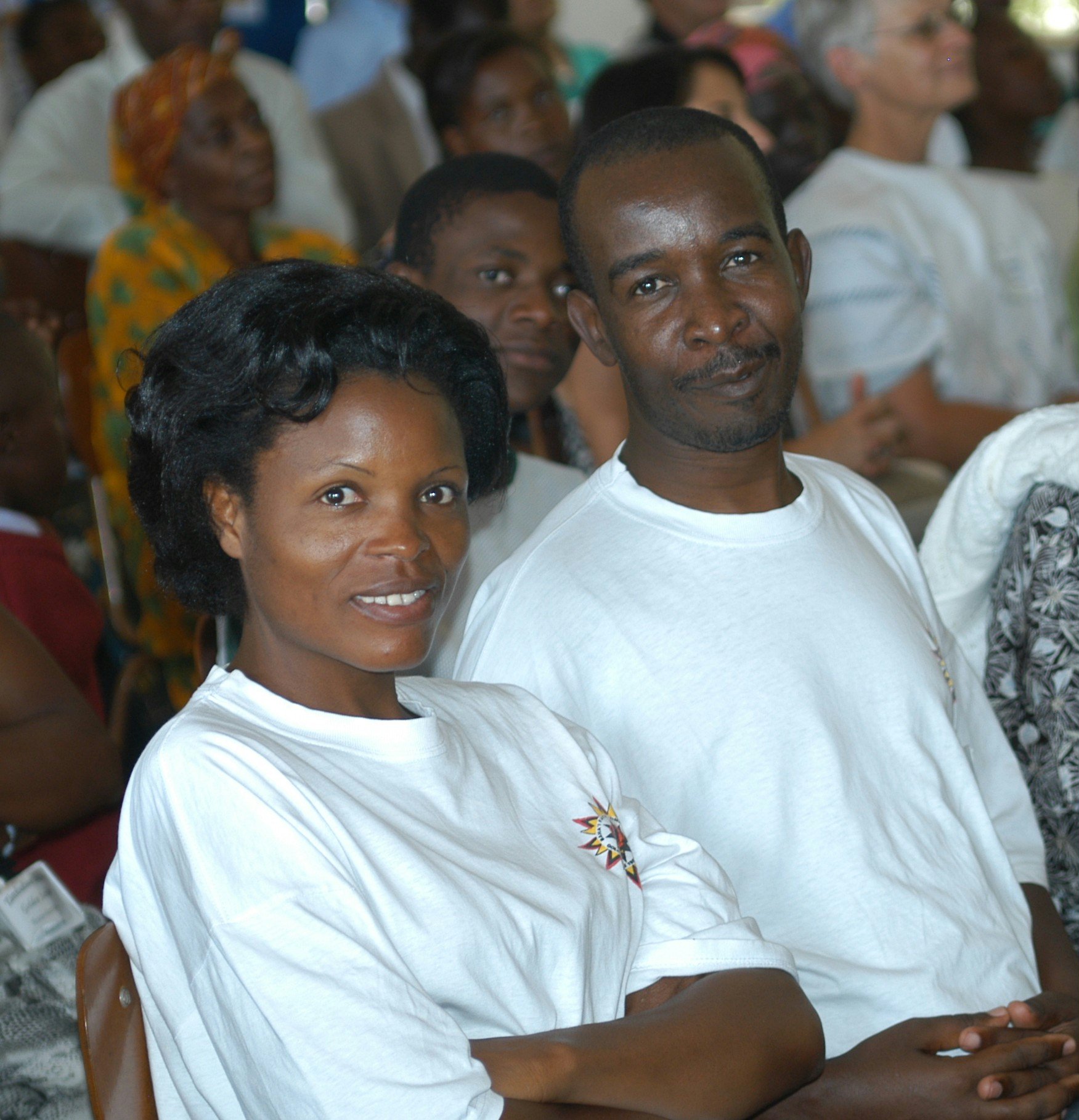 Enjoying the festivities...participants in the jubilee celebration in Zimbabwe, Mr. and Mrs. Mariapera. Photo by Dana Allen.