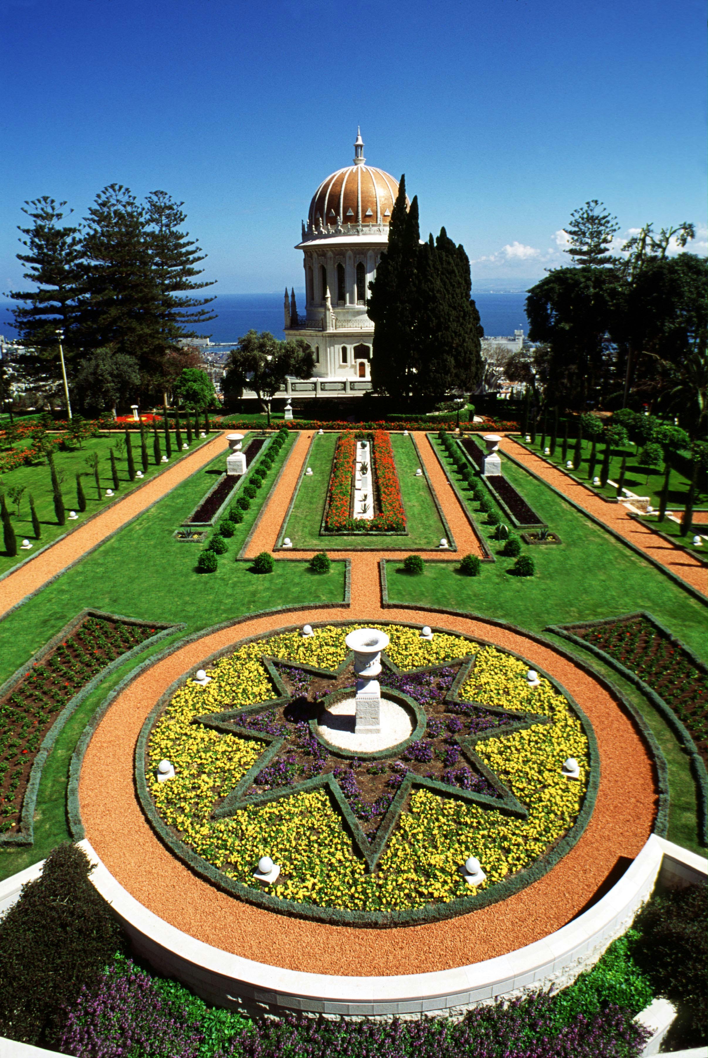 Gardens immediately behind the Shrine of the Bab. Photo by Dean Wilkey.