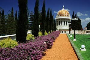 Floral pathway towards the Shrine of the Bab.