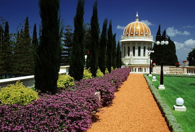 Floral pathway towards the Shrine of the Bab.