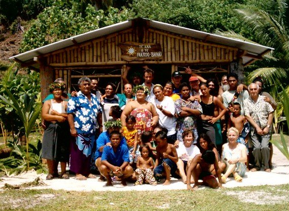 Baha'is from Huahine and their guests in front of the new Baha'i center.