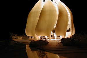 The night view of a model of the new Baha'i House of Worship to be built in Chile.