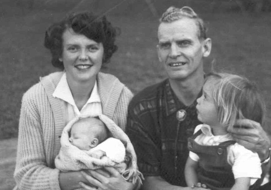 Ted and Alicia Cardell with two of their children, 1960.