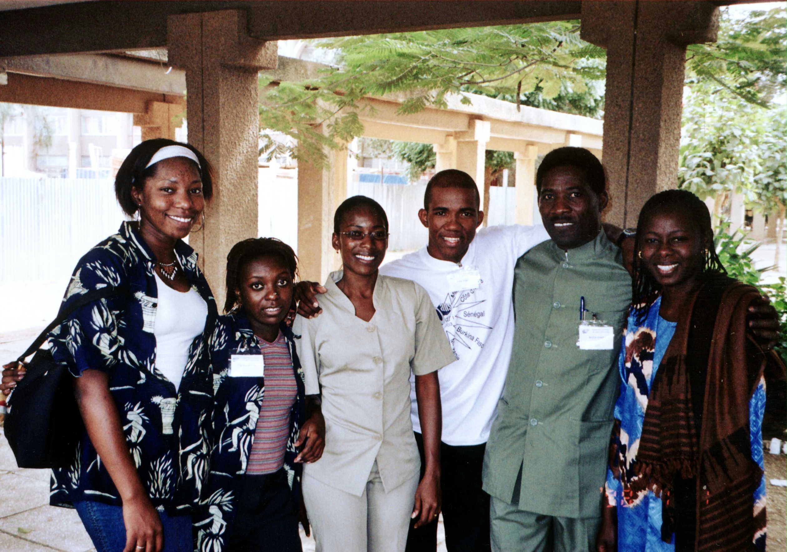 Moussa Kamaye (second from right) with Baha'is at the jubilee.