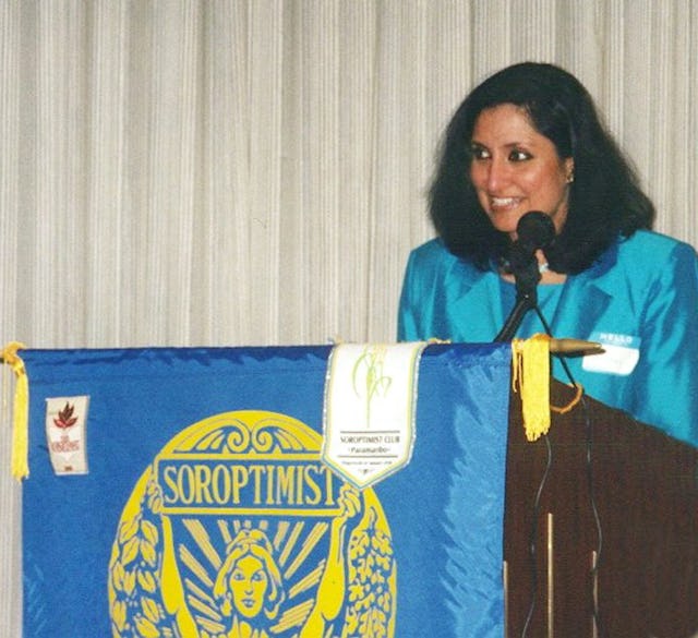 At the podium...Bani Dugal at the award ceremony.
