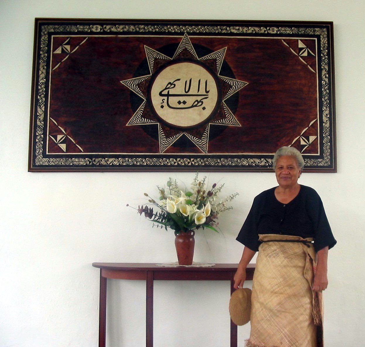 Inside the refurbished national Baha'i center after its dedication...Ofa Mosese Hokafonu.
