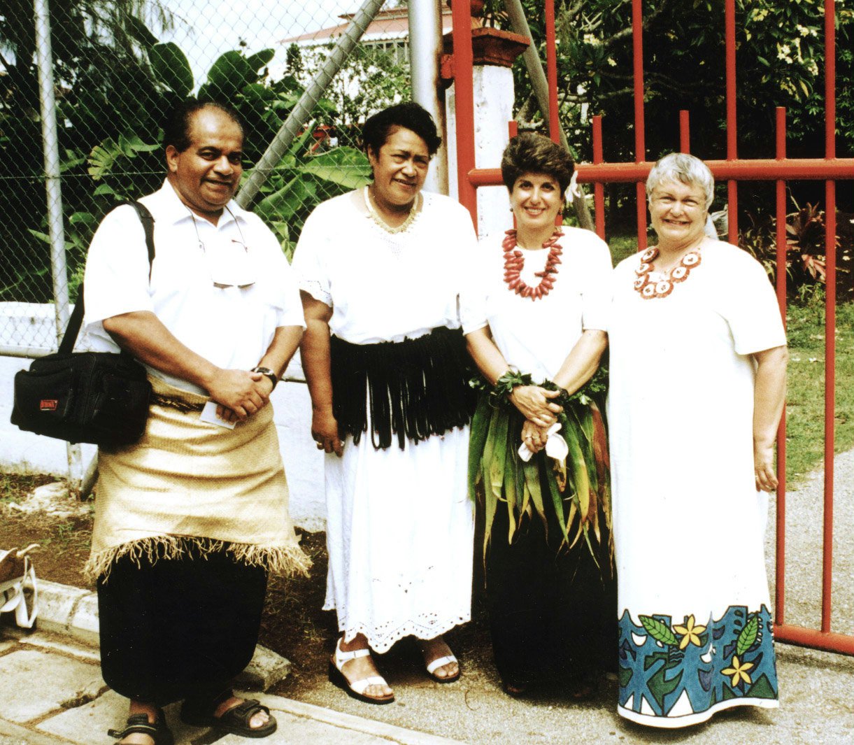 Jubilee participants at the palace...Sione Tuitahi, Tupou Tuitahi, Soheyla Bolouri, and Heather Simpson.