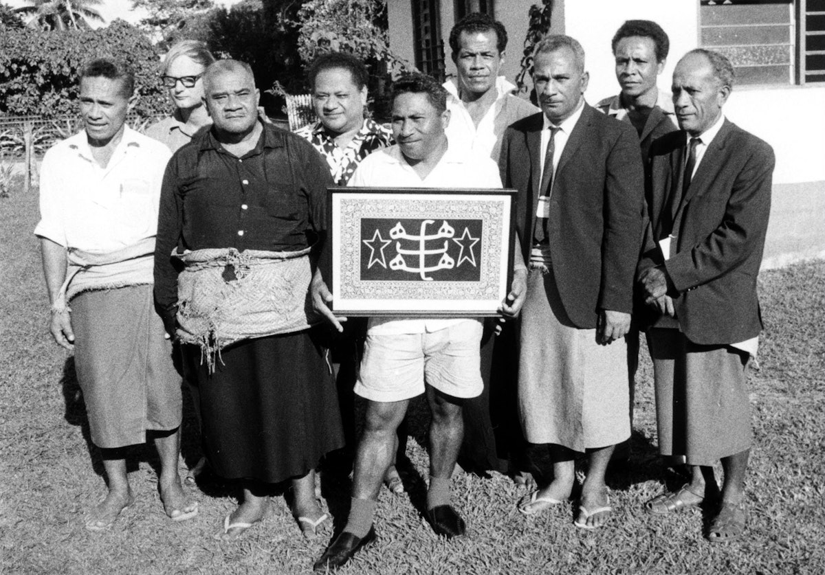 The first National Spiritual Assembly of the Baha'is of Tonga, 1970.