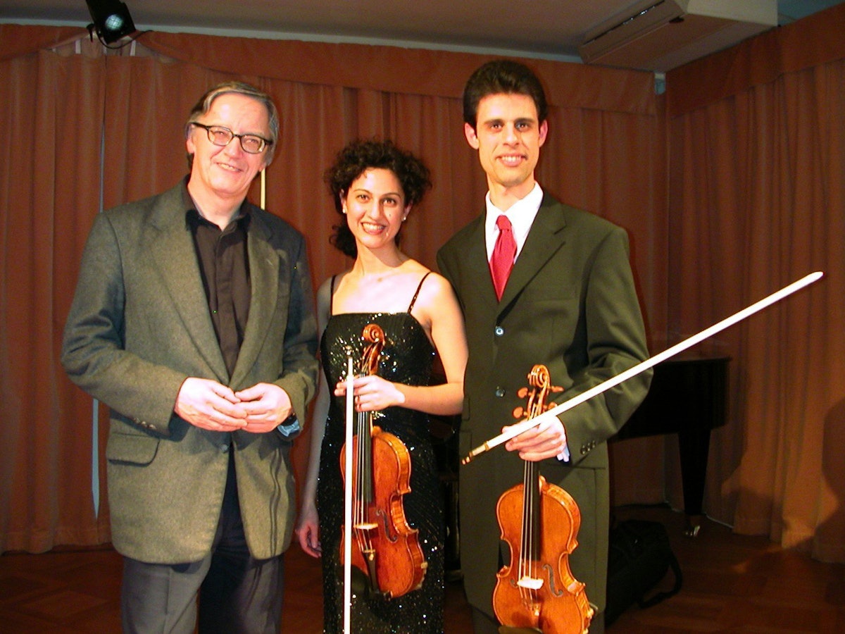 Martha and Vahid Khadem-Missagh with (at left) Peter Michalica. Photo by Omeed Jahanpour.