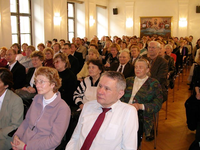 Members of the audience in the Mozart hall at the Austrian embassy in Bratislava.