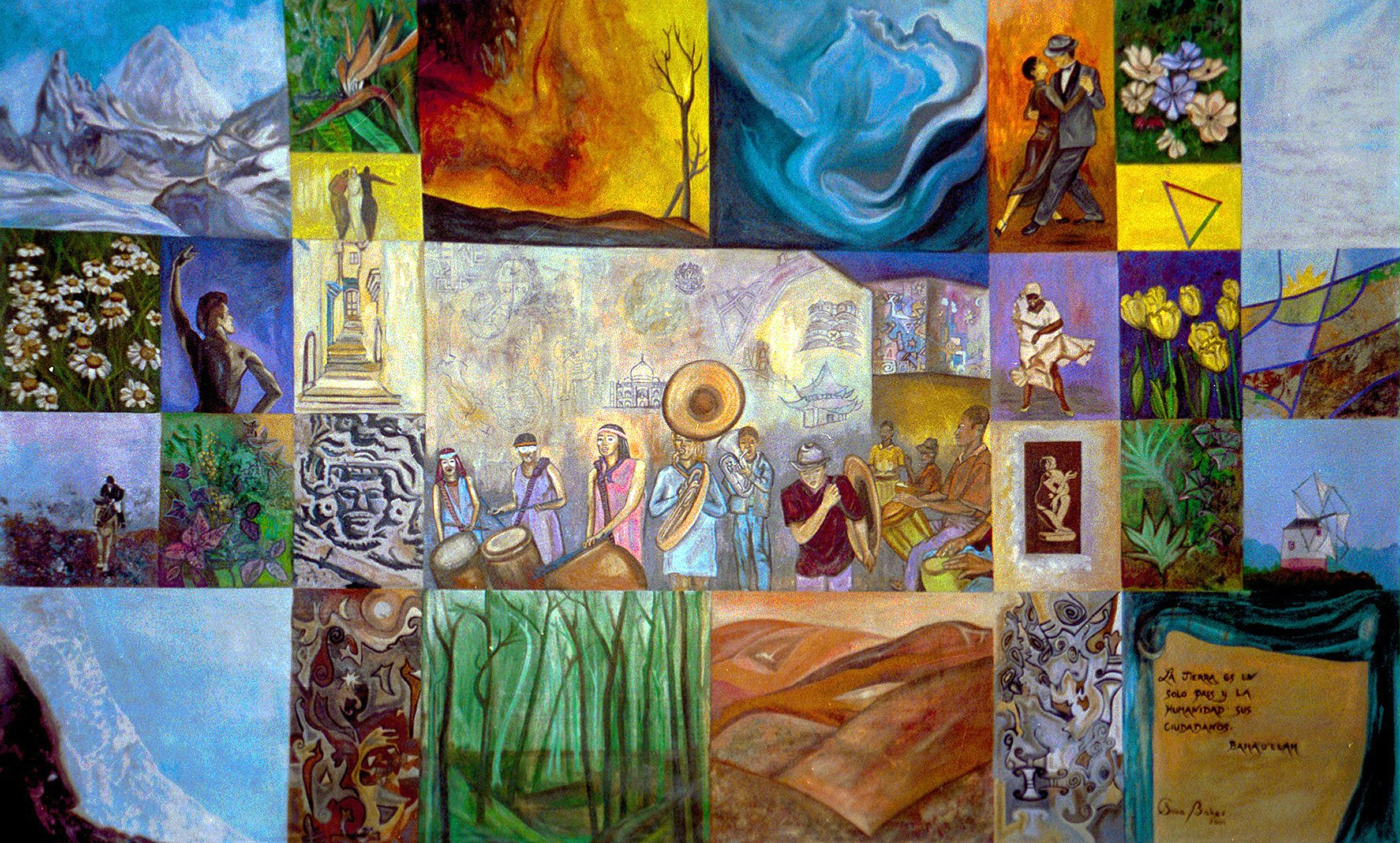 The mural "The World is but One Country" by Sima Baher. (Artwork © Sima Baher. Used with permission.)