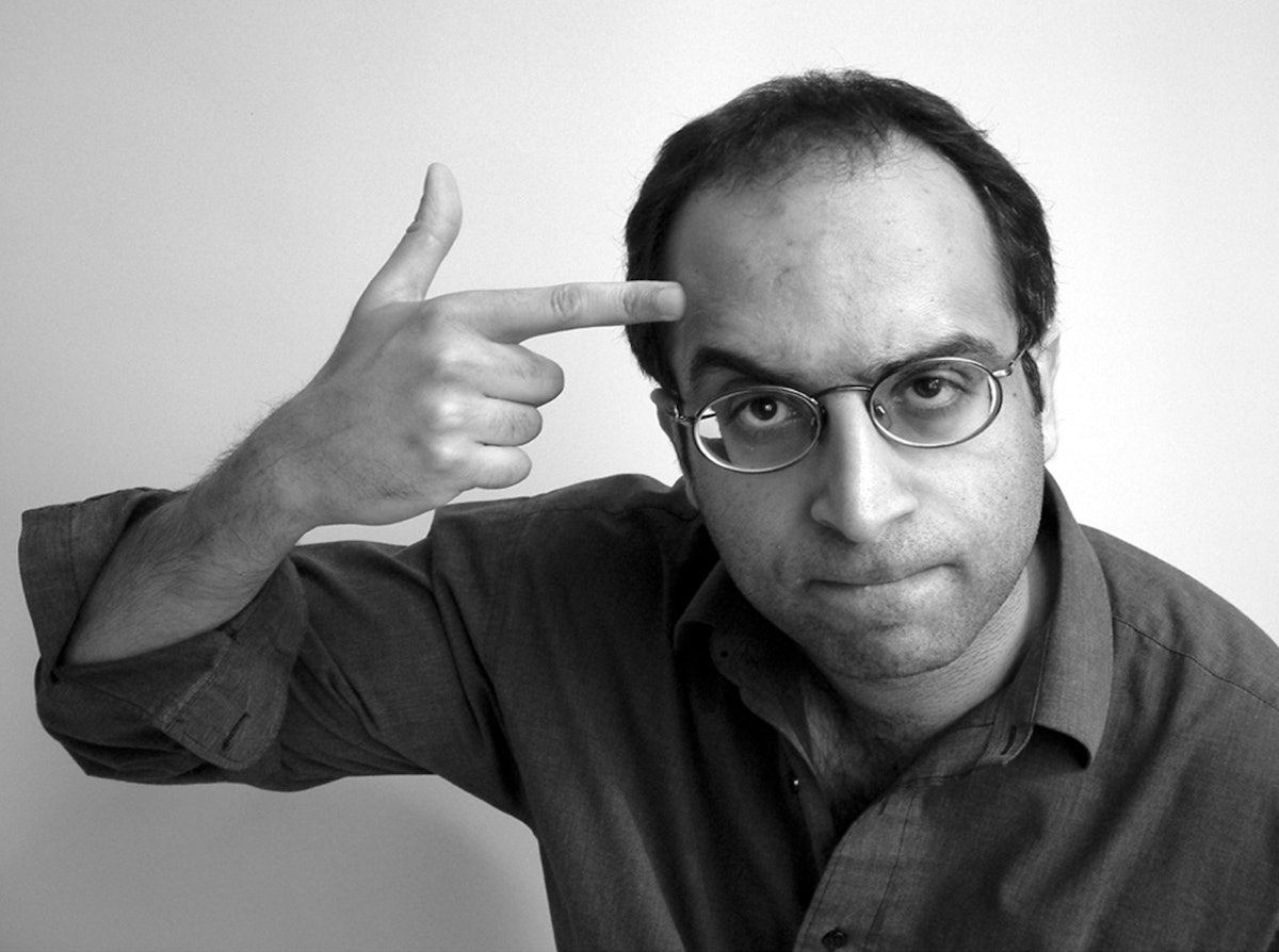 "Think!" gestures comedian Inder Manocha, urging members of his audience to use their brains.
