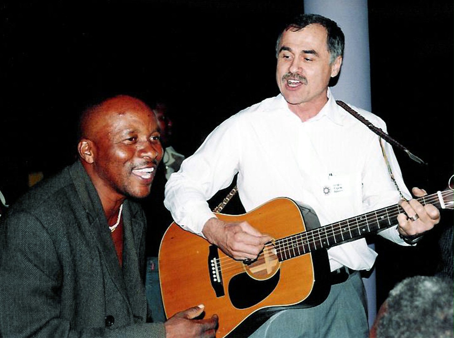 Entertaining at the braai (barbeque feast) were Modison Magagula (left) and Crispin Pemberton-Pigott.